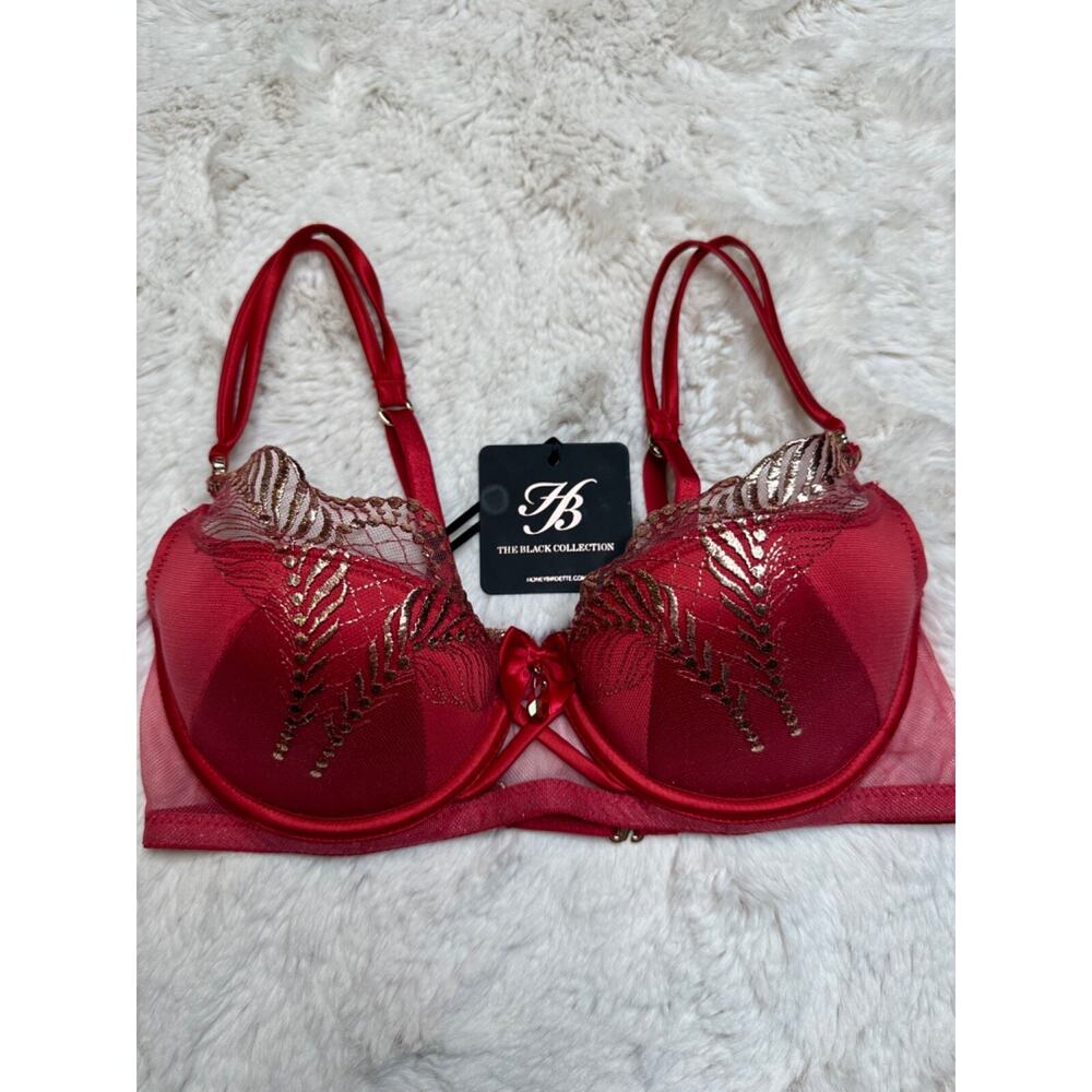 Honey Birdette PRINCE❤️ Red & Gold Bra 32D - Picture 2 of 4